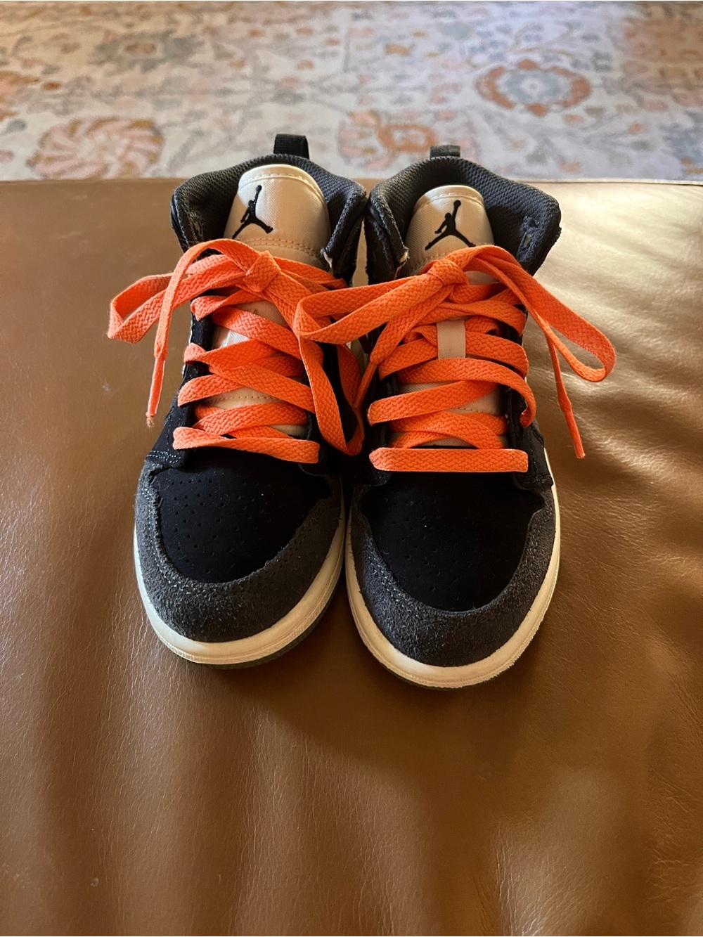 Nike Air Jordan Kids' Black & Orange High-Top Sneakers